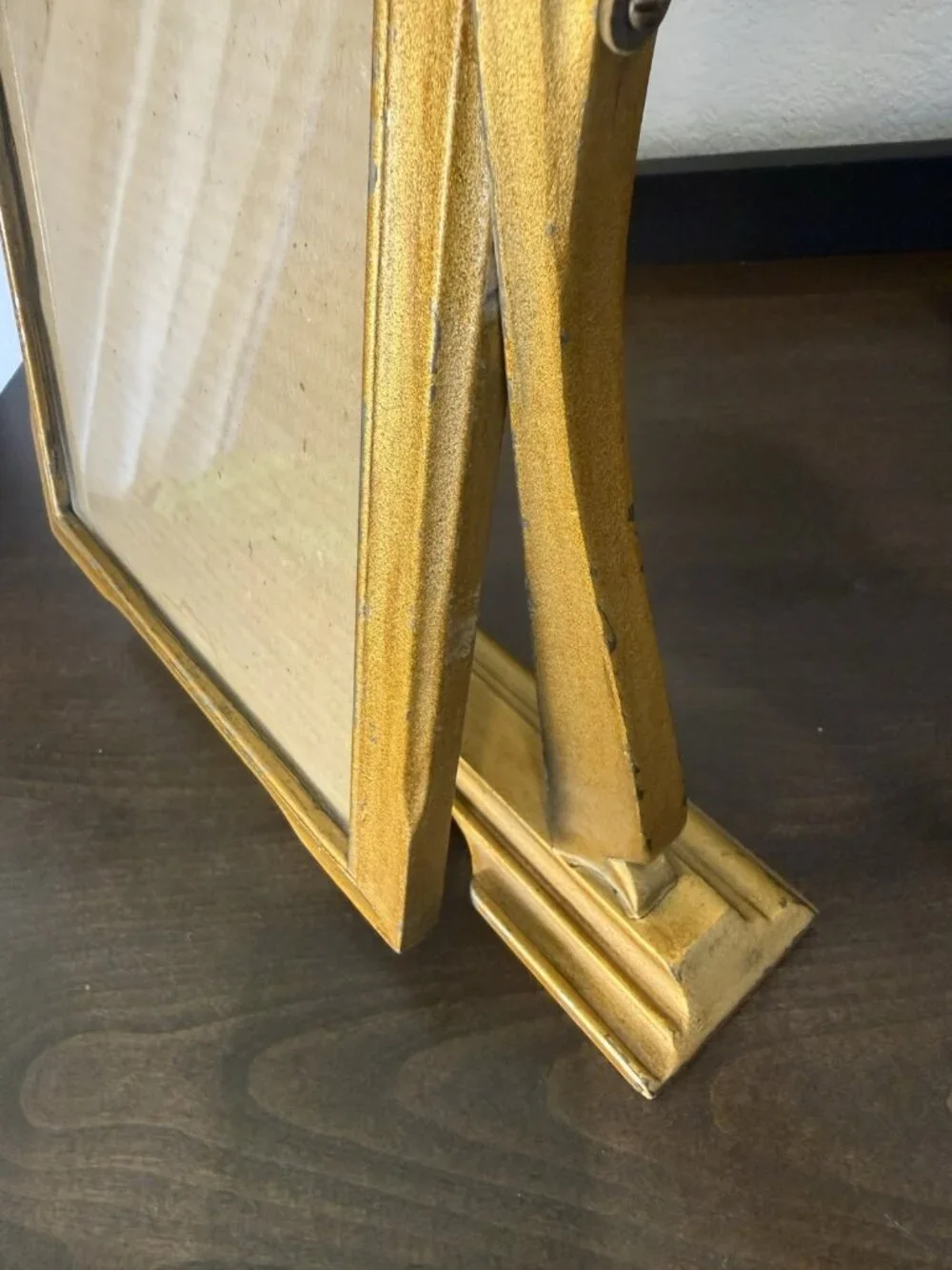 Antqiue 1920's Wood Tabletop Portrait Frame Easel Stand 6.75 x 10.75 opening